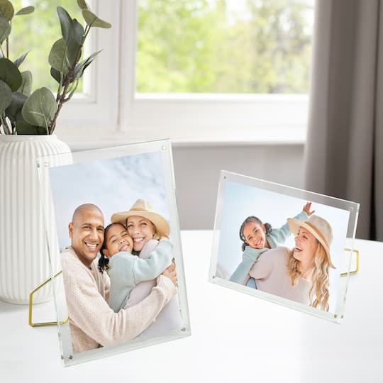 6 Pack: Expressions™ Clear Acrylic Float Frame with Gold Metal Easel by Studio Décor
